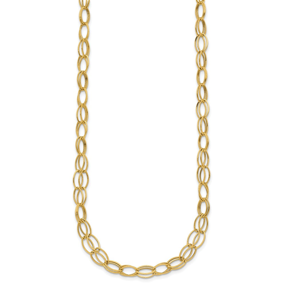 14K Yellow Gold Double Strand Oval Links W/ 2In Ext Necklace