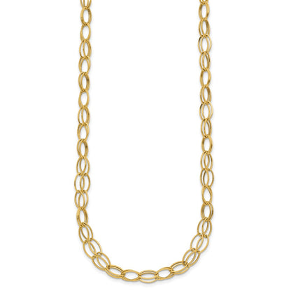 14K Yellow Gold Double Strand Oval Links W/ 2In Ext Necklace