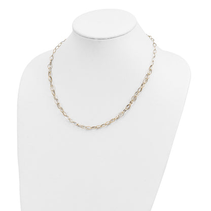 14K Yellow Gold Double Strand Oval Links W/ 2In Ext Necklace