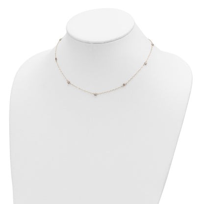 16.00 Inch 14K Two-Tone Oval Chain Diamond Cut Stars W/ 2In Ext Necklace