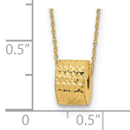 16.00 Inch 14K Rope Chain W/ Barrel Bead 2In Extension Necklace