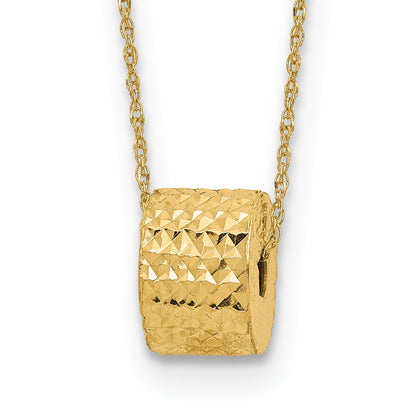 16.00 Inch 14K Rope Chain W/ Barrel Bead 2In Extension Necklace
