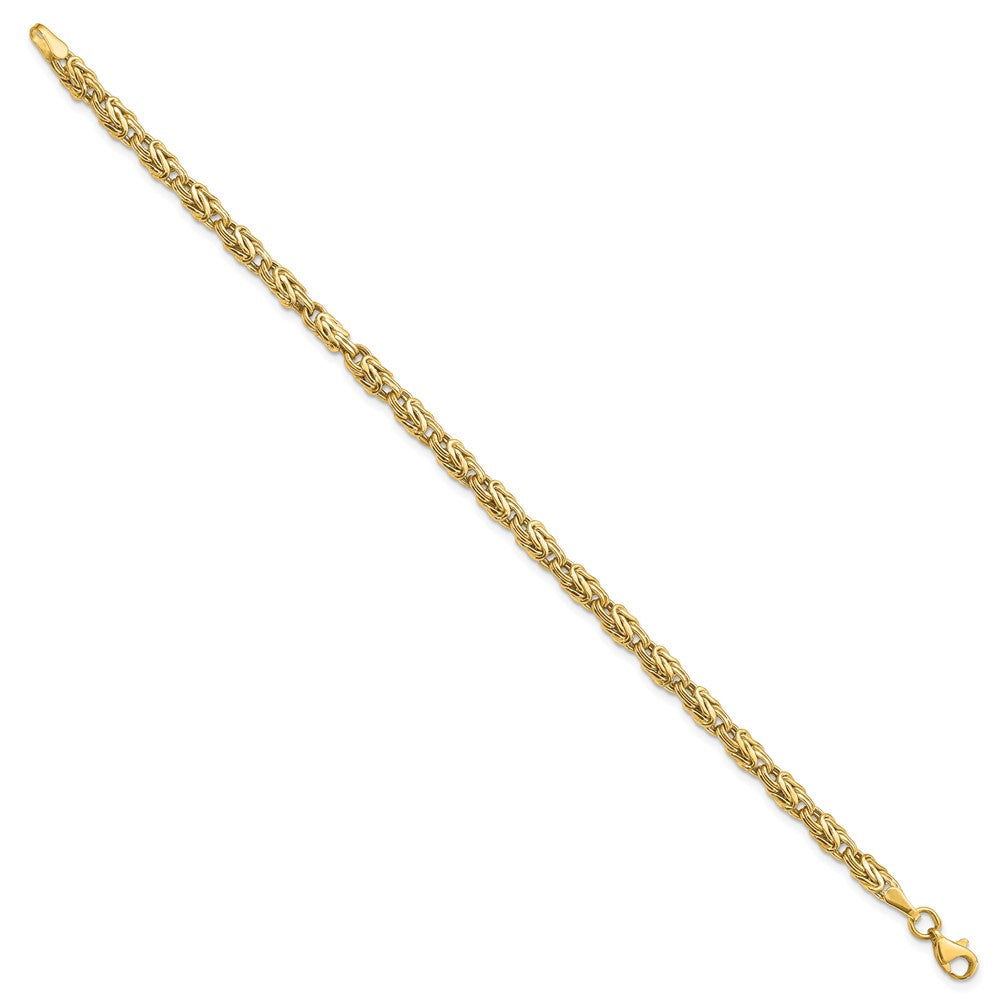 7.5 Inch 14K Gold Polished Fancy Byzantine Bracelet