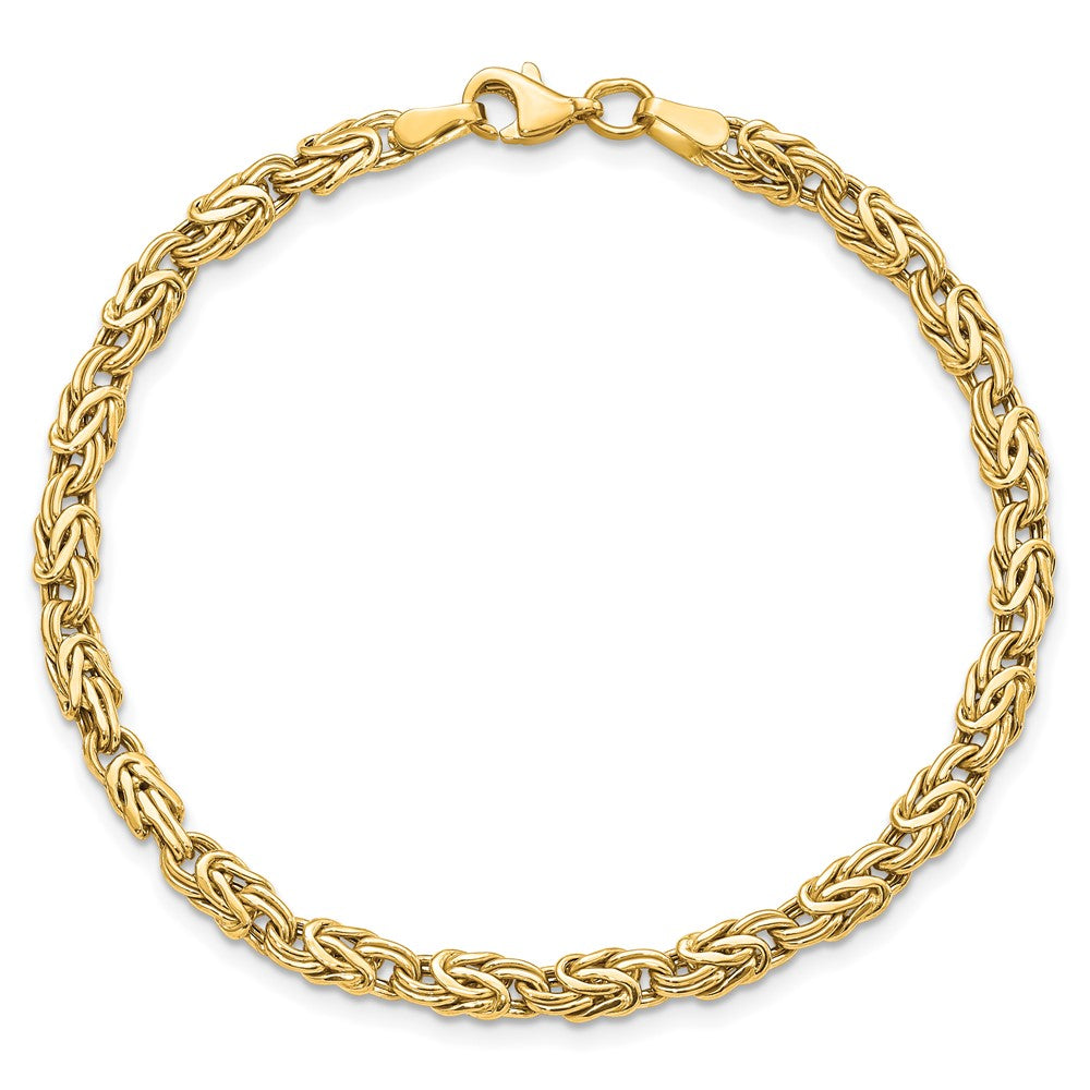 7.5 Inch 14K Gold Polished Fancy Byzantine Bracelet