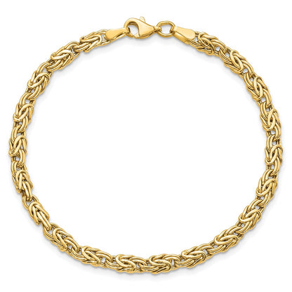 7.5 Inch 14K Gold Polished Fancy Byzantine Bracelet