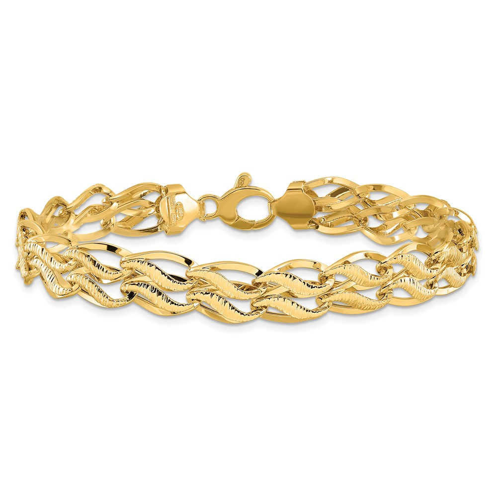 14K Yellow Gold 8 Inch Fancy Link Bracelet