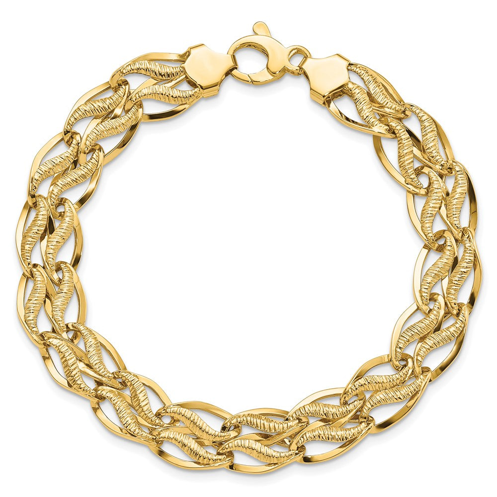 14K Yellow Gold 8 Inch Fancy Link Bracelet