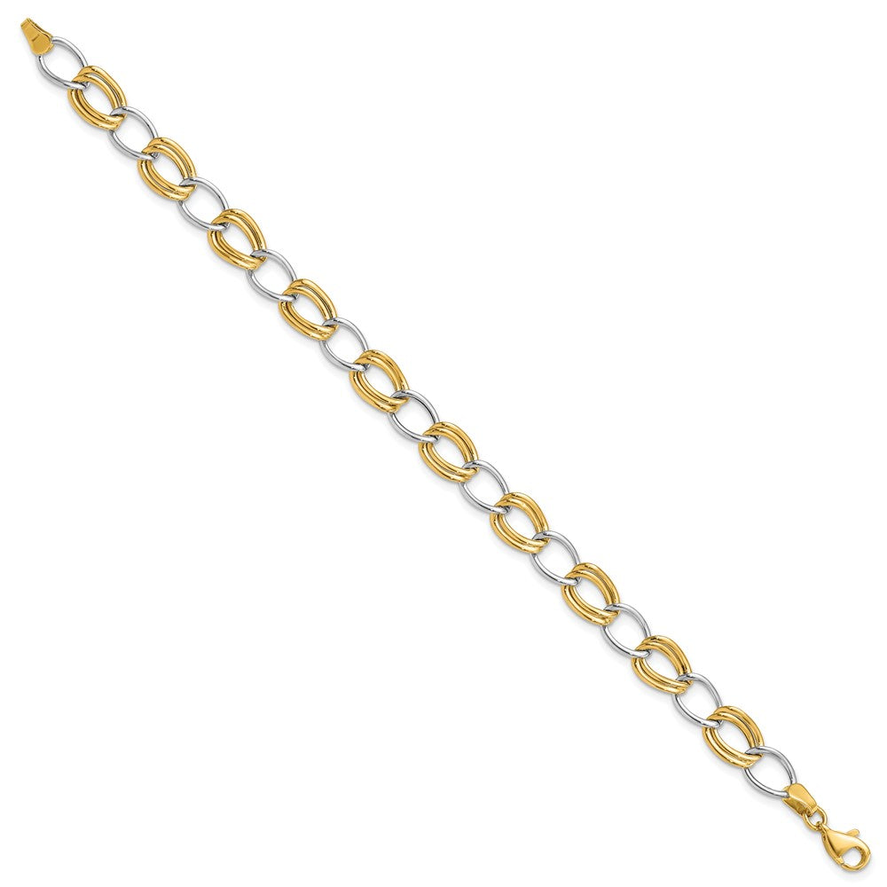 7.5 Inch 14K Two-Tone Polished Open Link Bracelet