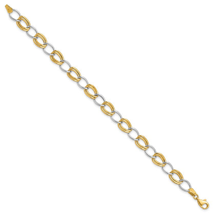 7.5 Inch 14K Two-Tone Polished Open Link Bracelet