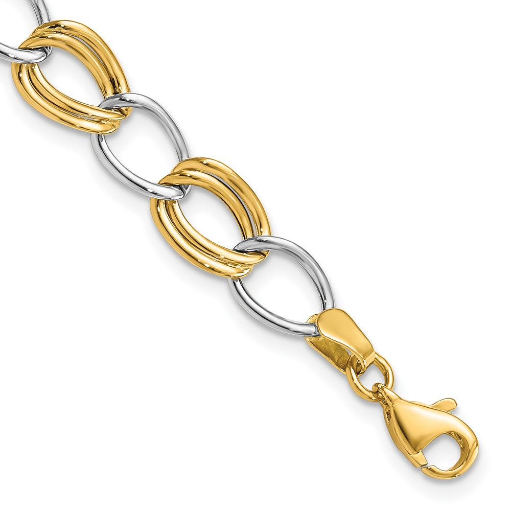 7.5 Inch 14K Two-Tone Polished Open Link Bracelet