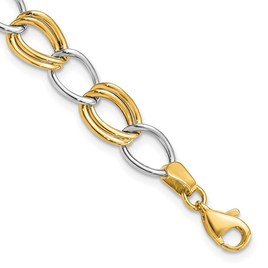 7.5 Inch 14K Two-Tone Polished Open Link Bracelet