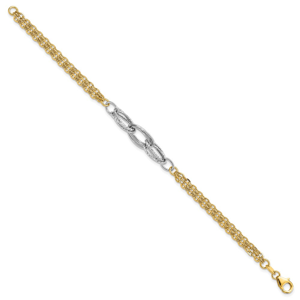 7.5 Inch 14K Two-Tone D/C & Polished 7.5In Fancy Link Bracelet