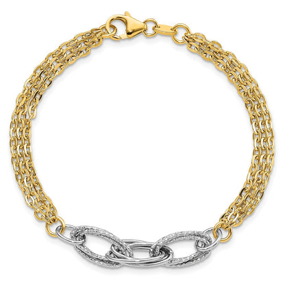 7.5 Inch 14K Two-Tone D/C & Polished 7.5In Fancy Link Bracelet
