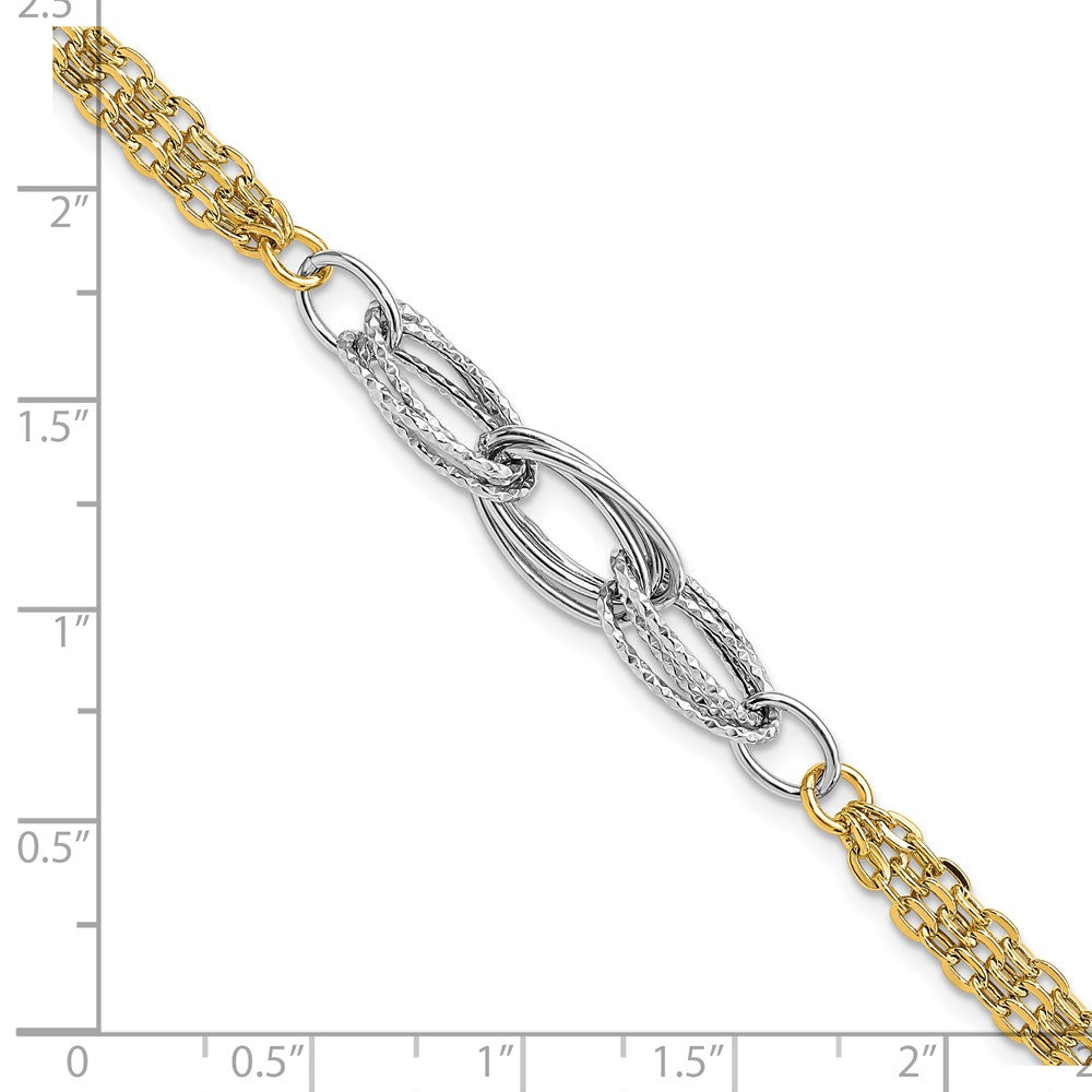 7.5 Inch 14K Two-Tone D/C & Polished 7.5In Fancy Link Bracelet