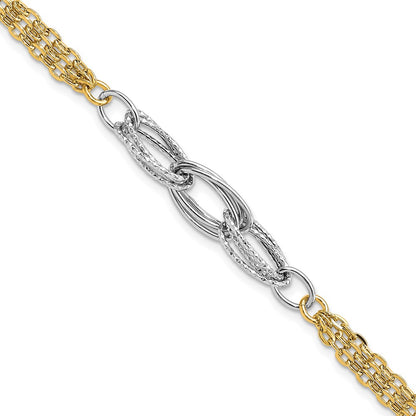 7.5 Inch 14K Two-Tone D/C & Polished 7.5In Fancy Link Bracelet