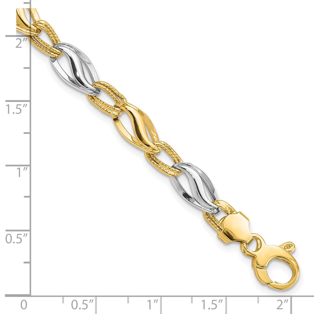 7.5 Inch 14K Two-Tone Polished & Diamond Cut Bracelet