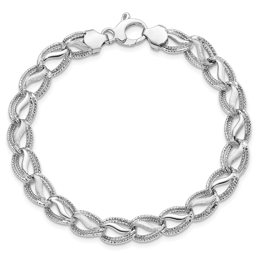 7.5 Inch 14K White Gold Diamond Cut Bracelet