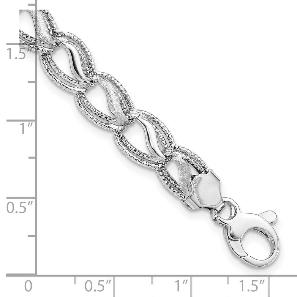 7.5 Inch 14K White Gold Diamond Cut Bracelet