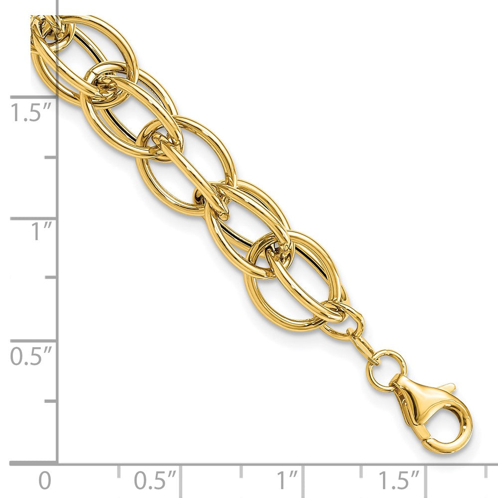 14K Yellow Gold Polished Textured Fancy Link Bracelet