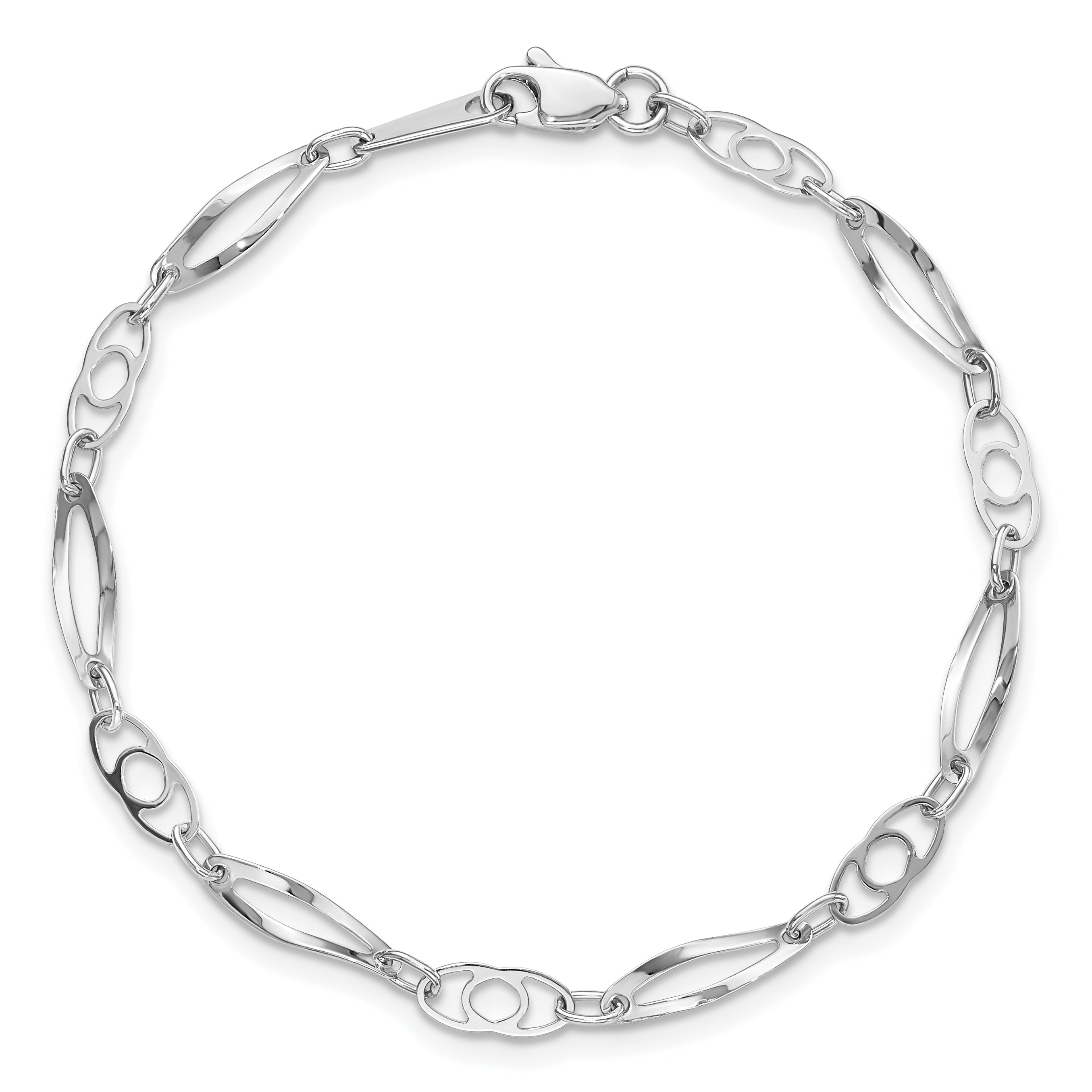 7 Inch 14K White Gold 7In Polished Fancy Link Bracelet