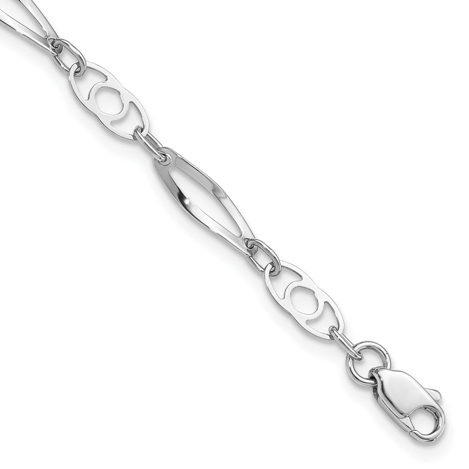 7 Inch 14K White Gold 7In Polished Fancy Link Bracelet