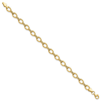 7 Inch 14K Diamond Cut Fancy Link Bracelet