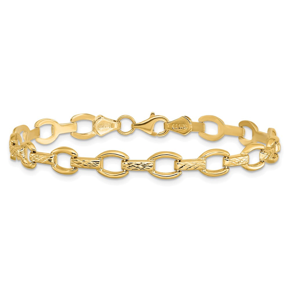 7 Inch 14K Diamond Cut Fancy Link Bracelet