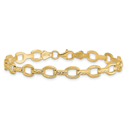 7 Inch 14K Diamond Cut Fancy Link Bracelet