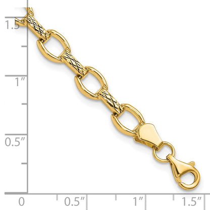 7 Inch 14K Diamond Cut Fancy Link Bracelet