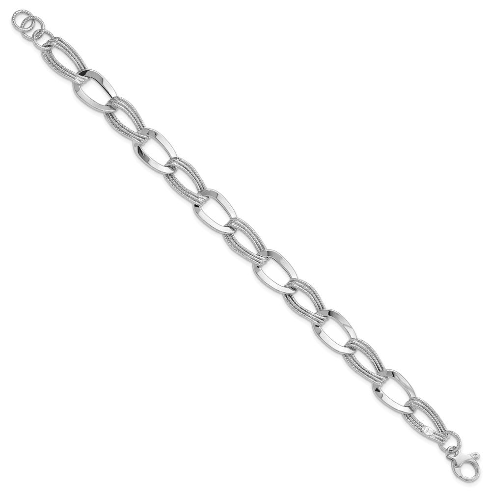 8 Inch 14K White Gold Polished Fancy Link Bracelet