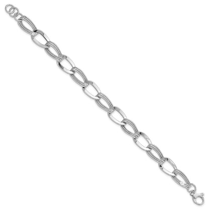 8 Inch 14K White Gold Polished Fancy Link Bracelet