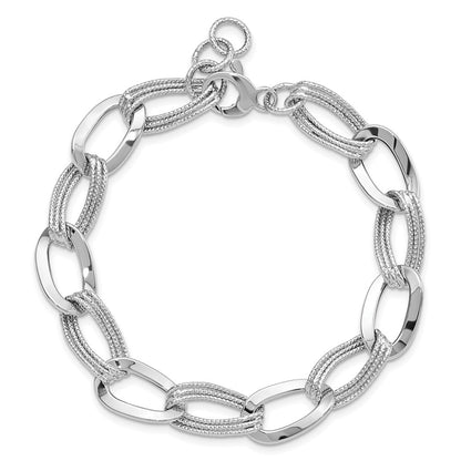 8 Inch 14K White Gold Polished Fancy Link Bracelet