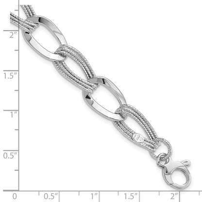 8 Inch 14K White Gold Polished Fancy Link Bracelet