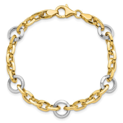 14K Two-Tone Fancy Link 7 Inch Bracelet