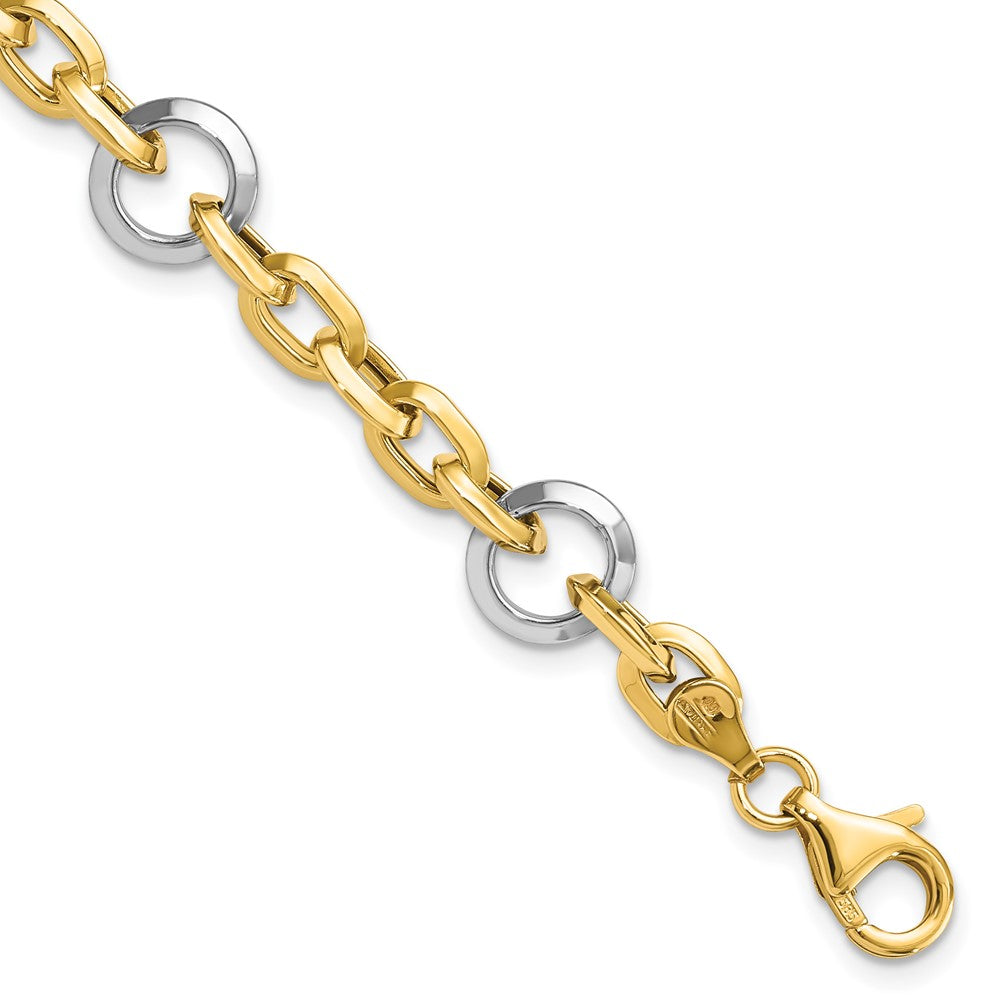 14K Two-Tone Fancy Link 7 Inch Bracelet