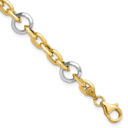14K Two-Tone Fancy Link 7 Inch Bracelet