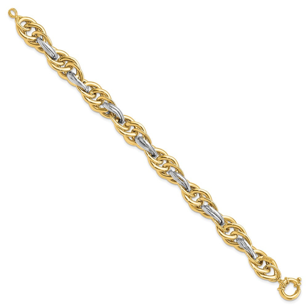 8.25 Inch 14K Two-Tone Polished Fancy Link Bracelet