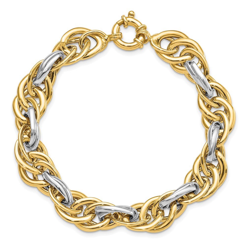 8.25 Inch 14K Two-Tone Polished Fancy Link Bracelet