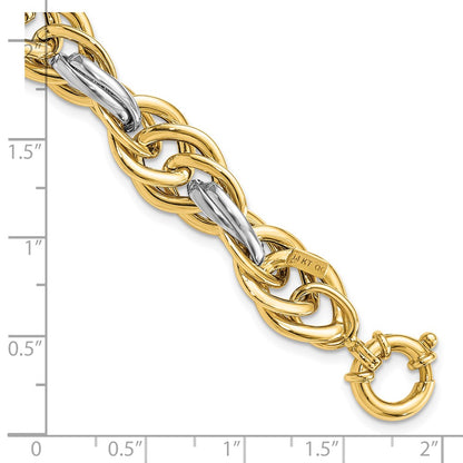 8.25 Inch 14K Two-Tone Polished Fancy Link Bracelet