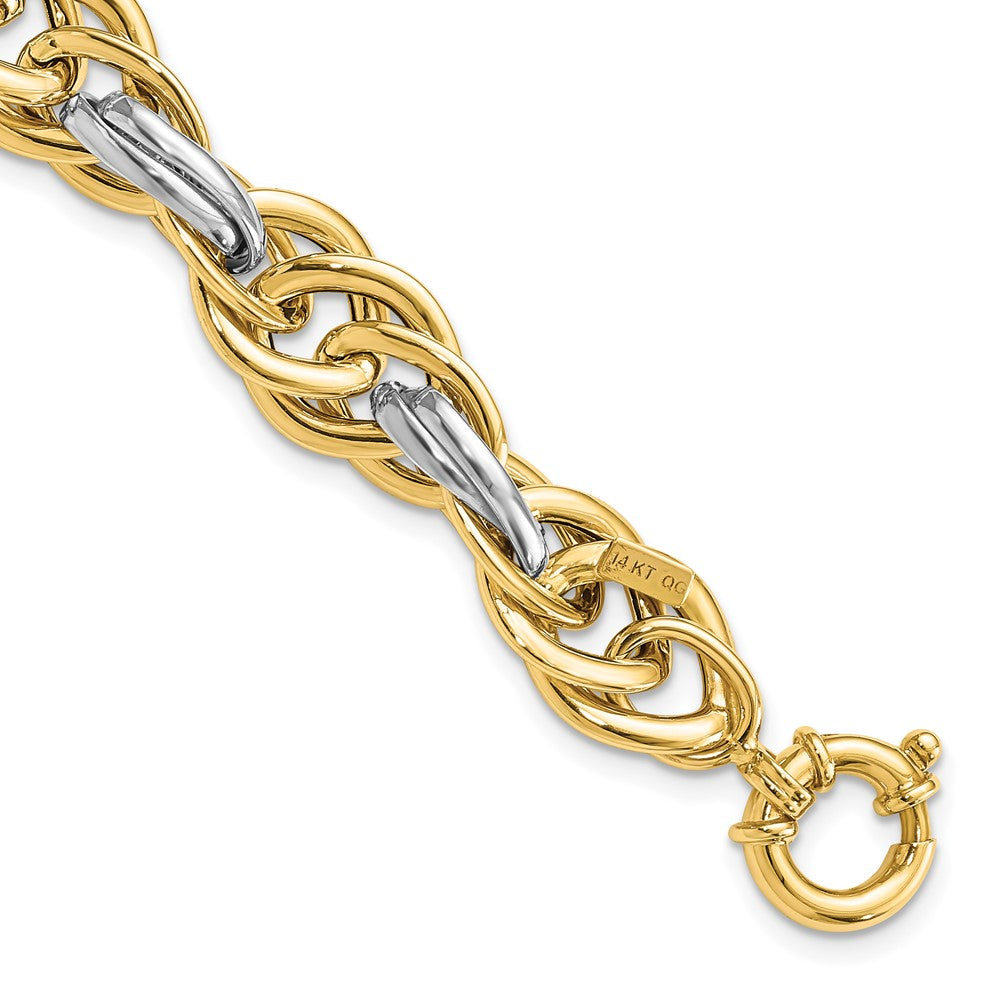 8.25 Inch 14K Two-Tone Polished Fancy Link Bracelet