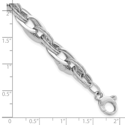 8 Inch 14K White Gold Polished And Textured Fancy Link 8In Bracelet