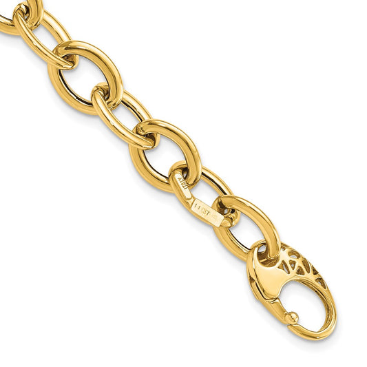 8.5 Inch 14K Polished Fancy Oval Link Bracelet