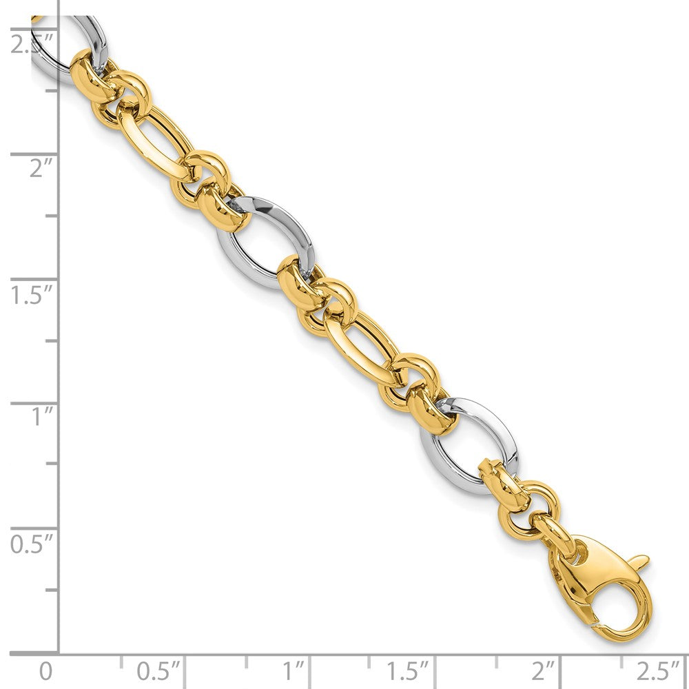 7.75 Inch 14K Two-Tone Polsihed Fancy Link Bracelet