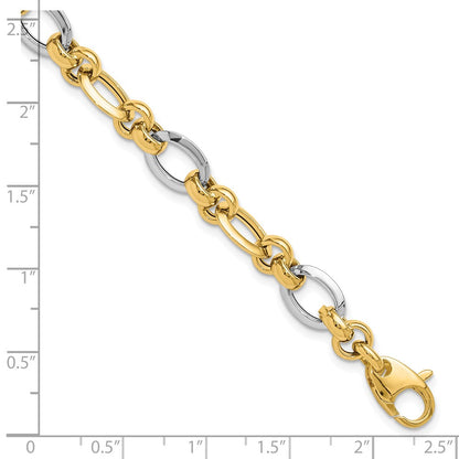 7.75 Inch 14K Two-Tone Polsihed Fancy Link Bracelet