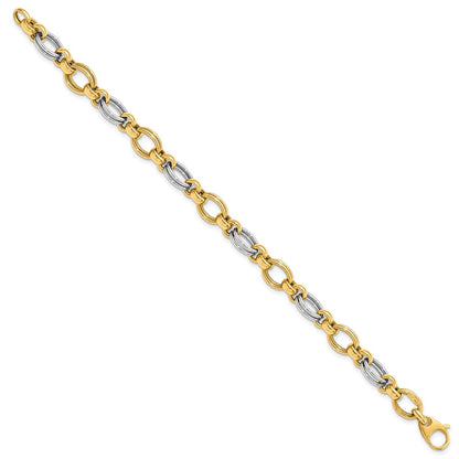 7.5 Inch 14K Two-Tone Polished Fancy Link Bracelet