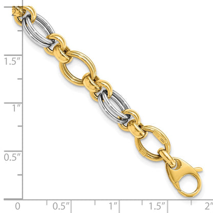 7.5 Inch 14K Two-Tone Polished Fancy Link Bracelet