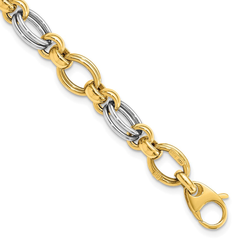 7.5 Inch 14K Two-Tone Polished Fancy Link Bracelet