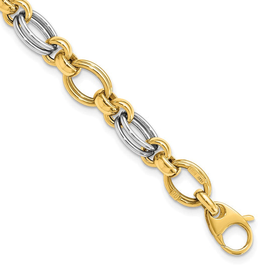 7.5 Inch 14K Two-Tone Polished Fancy Link Bracelet