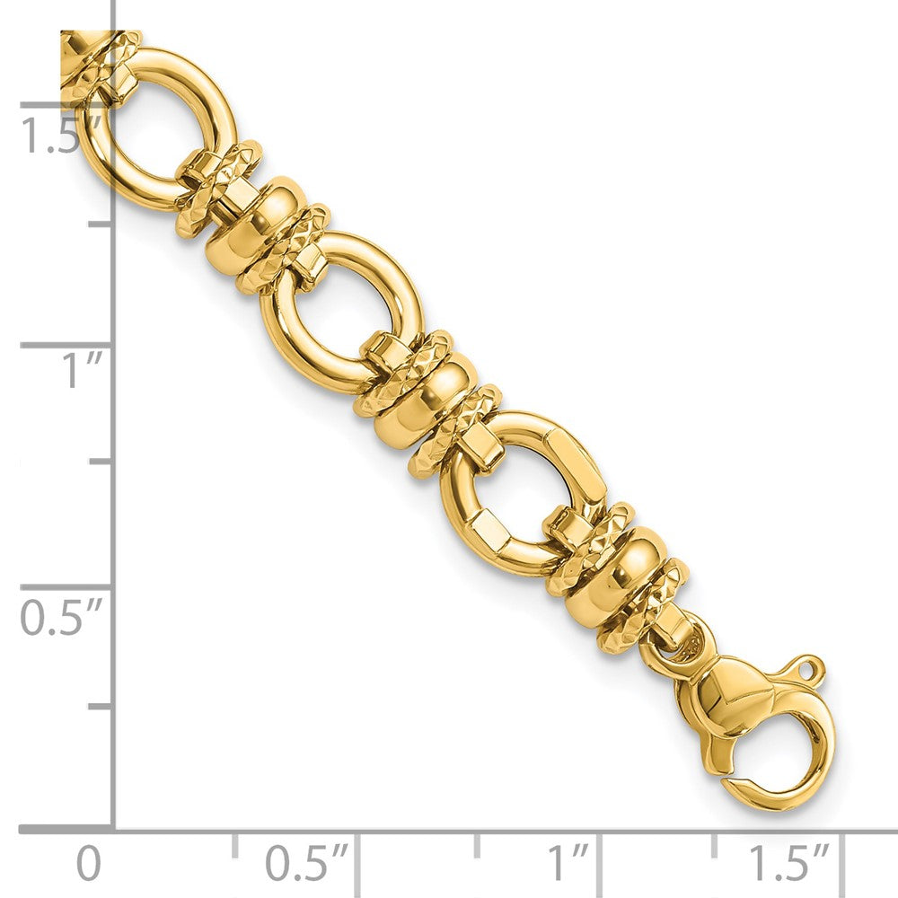 7.75 Inch 14K Polished And Textured Fancy Link Bracelet