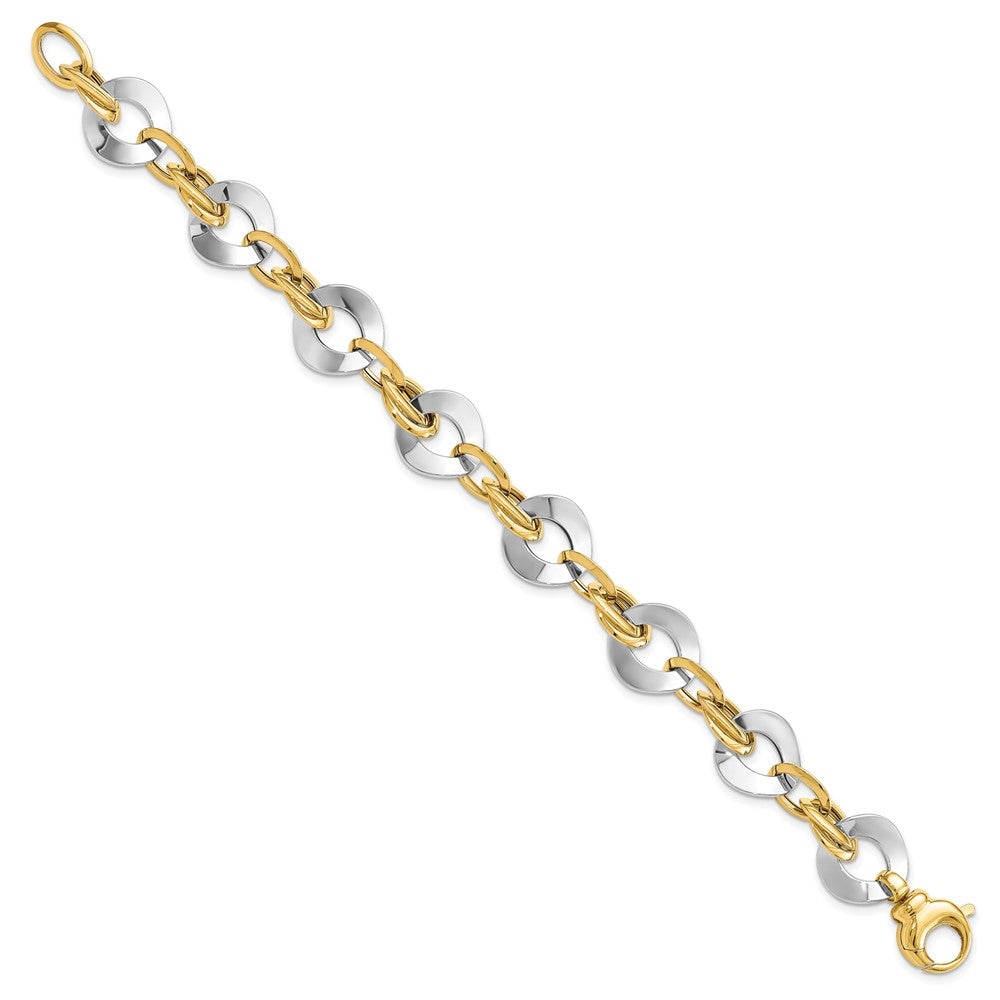 8 Inch 14K Two-Tone Polished Fancy Link Bracelet